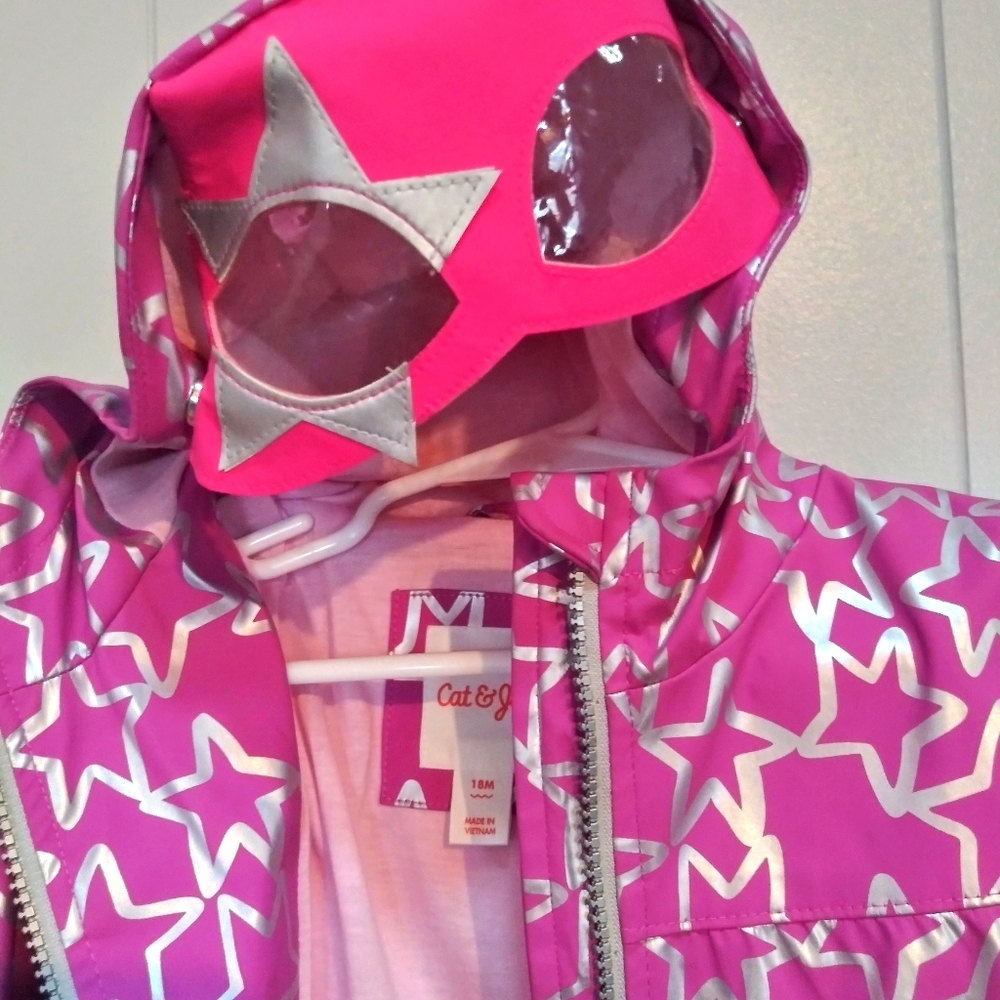 Cat & Jack super hero Rain Coat with built in mask